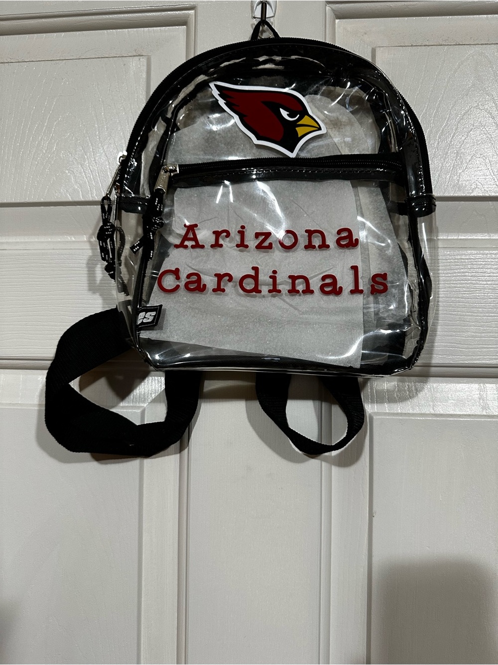 Arizona Cardinals Clear Mini Backpack with Black Trim